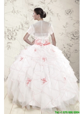 Most Popular White Quinceanera Dresses with Pink Appliques and Ruffles