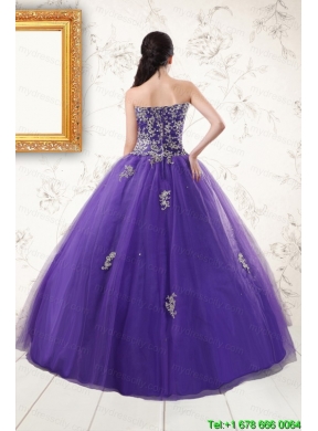 New Arrival Purple Quinceanera Dresses with Appliques and Beading