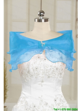 New Style Embroidery 2015 Quinceanera Dresses in Baby Blue