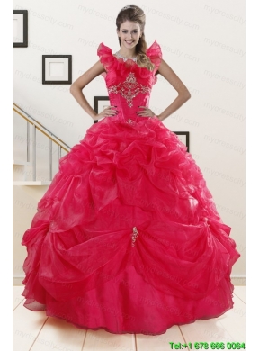 Perfect Red Sweetheart Quinceanera Dresses with Appliques