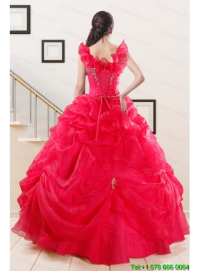 Perfect Red Sweetheart Quinceanera Dresses with Appliques