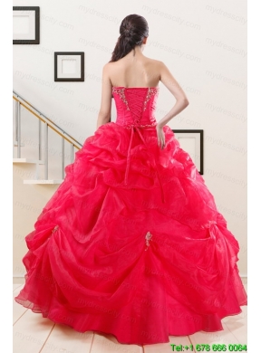 Perfect Red Sweetheart Quinceanera Dresses with Appliques