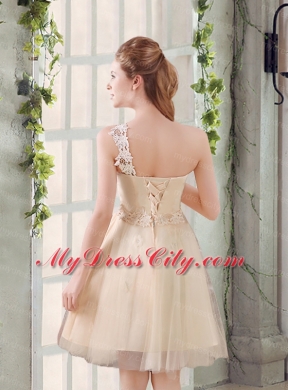 Popular A Line Appliques Bridesmaid Dress with One Shoulder