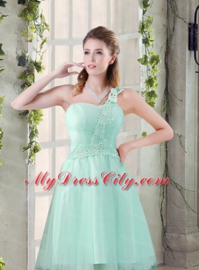 Popular A Line Appliques Bridesmaid Dress with One Shoulder