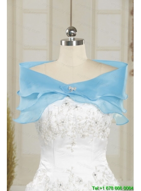 Pretty Aqua Blue 2015 Strapless Quinceanera Dresses with Beading