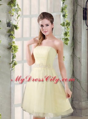 Strapless Appliques 2015 New Bridesmaid Dress in Champagne