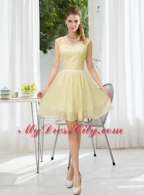 Straps Lace Sleeveless Bridesmaid Dress with Mini Length