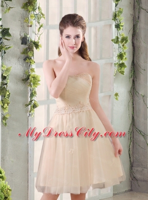 Sweetheart A Line Appliques Champagne   Bridesmaid Dress for 2015