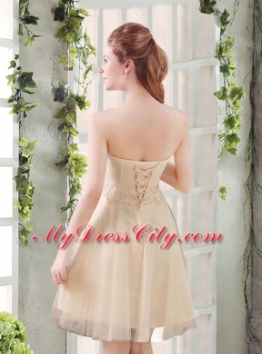 Sweetheart A Line Appliques Champagne   Bridesmaid Dress for 2015