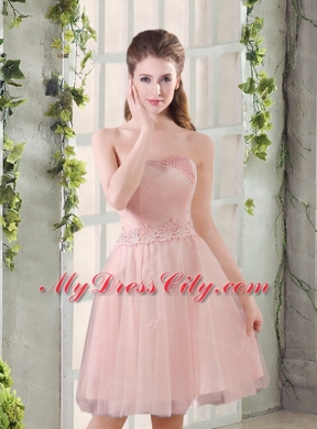 Sweetheart A Line Appliques Champagne   Bridesmaid Dress for 2015