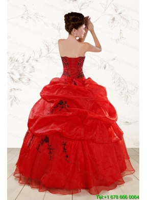 Sweetheart Red Quinceanera Dresses With Applique for 2015