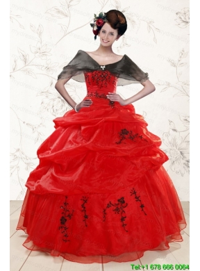 Sweetheart Red Quinceanera Dresses With Applique for 2015