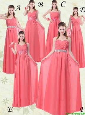 Sweetheart Watermelon Long Mother Dress with Bow Belt