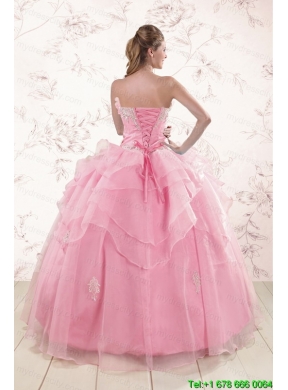 The Most Popular Appliques Baby Pink Dresses for Quinceanera