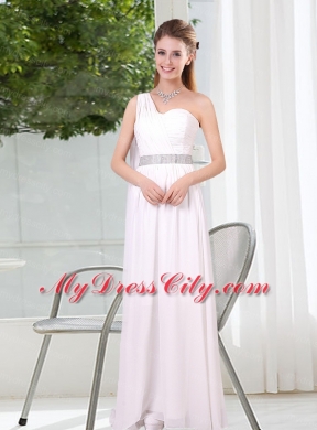 White Ruching Empire Bridesmaid Dresses for 2015