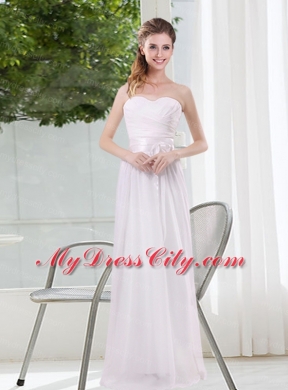 White Ruching Empire Bridesmaid Dresses for 2015