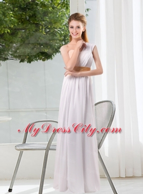 White Ruching Empire Bridesmaid Dresses for 2015