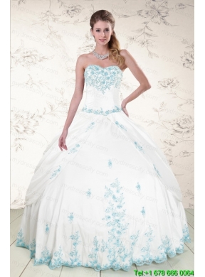 Wonderful Strapless Appliques 2015 Quinceanera Dresses in White