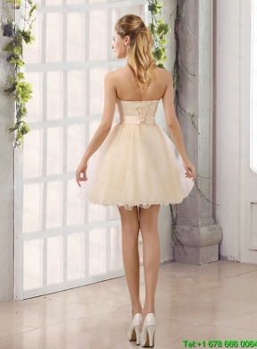 2015 A Line Belt Mini Length Mothr of The Bride Dress with   Strapless