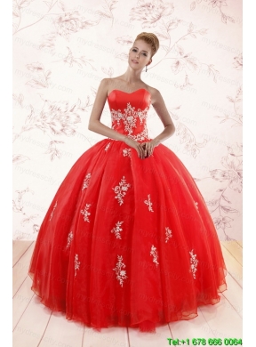 2015 Ball Gown Sweetheart Quinceanera Dresses with Appliques