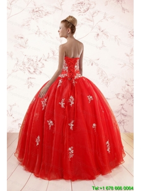 2015 Ball Gown Sweetheart Quinceanera Dresses with Appliques