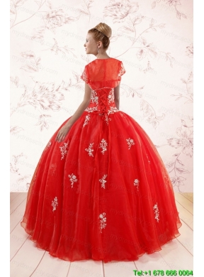 2015 Ball Gown Sweetheart Quinceanera Dresses with Appliques