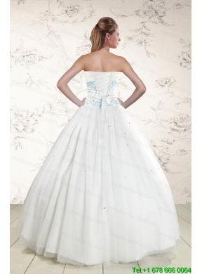 2015 Modern White Quinceanera Dresses with Appliques and Beading