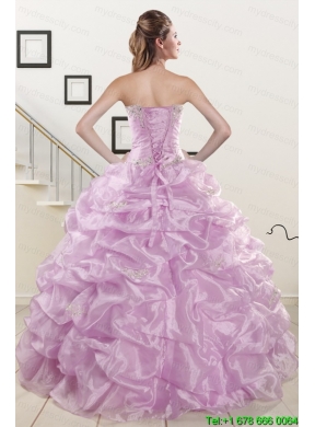 2015 Pretty Appliques and Ruffles Quinceanera Dresses in Lilac