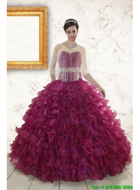 2015 Sweetheart Quinceanera Gown with Beading and Ruffles