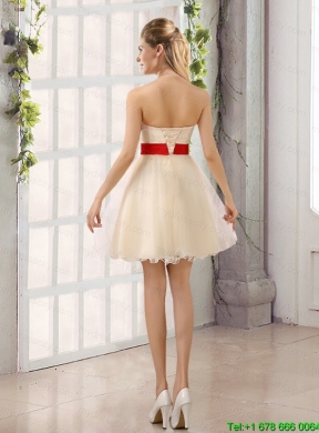 A Line Belt Strapless Mothr of The Bride Dress with Mini Length