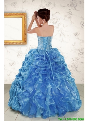 Elegant Sweetheart Embroidery Sweet 16 Dress in Blue