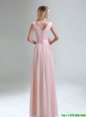 Fashionable Belt Ruching Chiffon Mothr of The Bride  Dress with   Bowknot