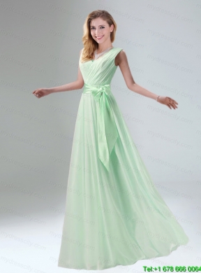 Fashionable Belt Ruching Chiffon Mothr of The Bride  Dress with   Bowknot