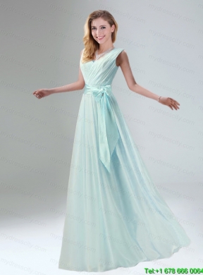 Fashionable Belt Ruching Chiffon Mothr of The Bride  Dress with   Bowknot