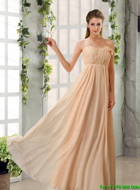 2015 Fashionable Champagne Ruching Chiffon Mothr of The Bride   Dresses