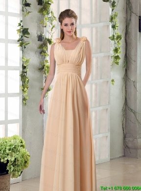 2015 Fashionable Champagne Ruching Chiffon Mothr of The Bride   Dresses