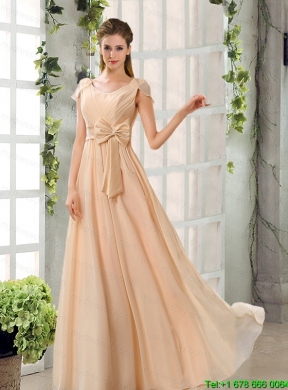 2015 Fashionable Champagne Ruching Chiffon Mothr of The Bride   Dresses