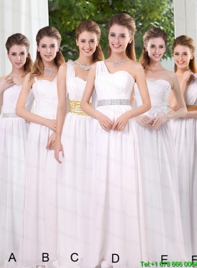 2015 White Empire Ruching Mothr of The Bride Dresses with   Asymmetrical