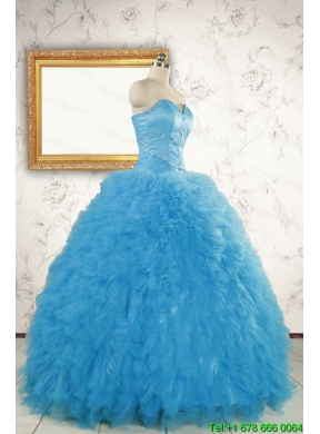 2015 Most Popular Baby Blue Quinceanera Dresses with Beading