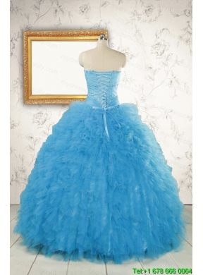 2015 Most Popular Baby Blue Quinceanera Dresses with Beading