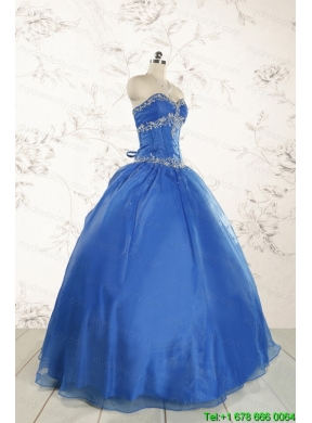 Cheap Beading Quinceanera Dresses in Blue for 2015