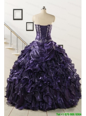 Luxurious 2015 Ball Gown Purple Quinceanera Dresses with Appliques