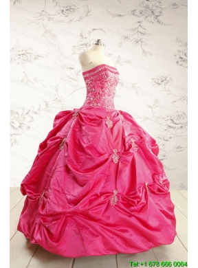 2015 Beautiful Strapless Quinceanera Dress with Appliques