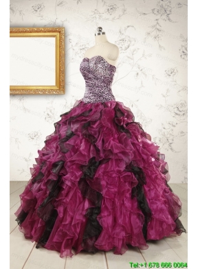 2015 New Style Sweetheart Ruffles Multi-color Quinceanera Dresses