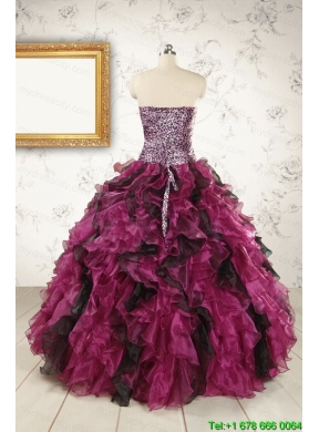 2015 New Style Sweetheart Ruffles Multi-color Quinceanera Dresses