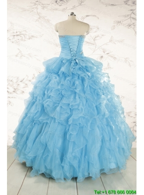 Baby Blue 2015 Prefect Quinceanera Dresses with Beading and Ruffles