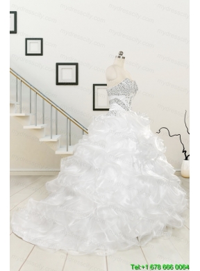 New Sweetheart Sweep Train Beading and Ruffles Quinceanera Dress for 2015