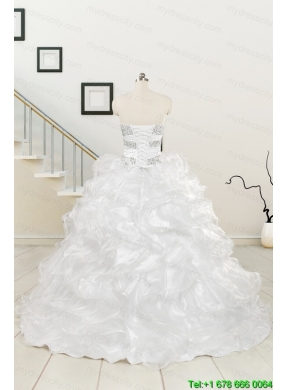 New Sweetheart Sweep Train Beading and Ruffles Quinceanera Dress for 2015