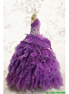 Romantic Purple Ball Gown 2015 Quinceanera Dress with Appliques and Ruffles