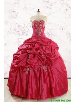 2015 Appliques Pretty Quinceanera Dresses with Strapless